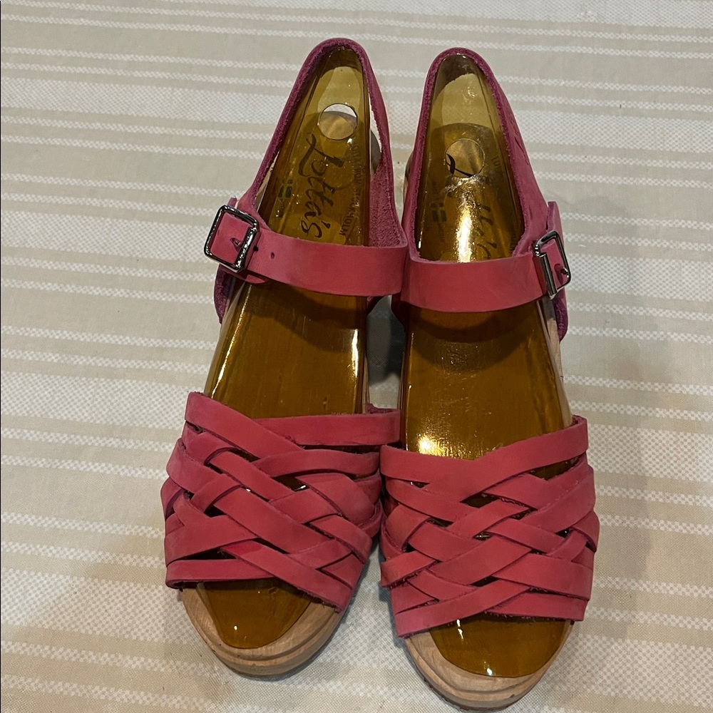 Lotta From Stockholm Pink Leather and Wood Sandals size 40 (9 US) - Picture 3 of 9